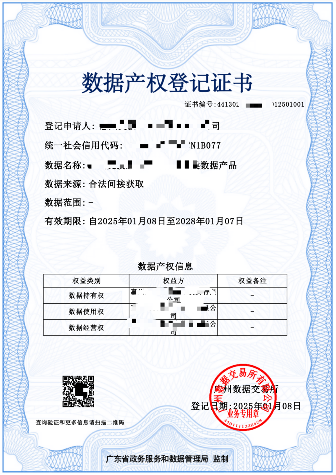 喜报!惠州交投惠泊车公司斩获多张数据产权登记证书(图1) 喜报!惠州交投惠泊车公司斩获多张数据产权登记证书(图1)